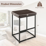 30 Inch Barstools Set of 2 with PU Leather Cover-Brown