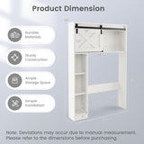 4-Tier Over The Toilet Storage Cabinet with Sliding Barn Door and Storage Shelves-White