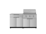 Outdoor Kitchen Stainless-Steel 4 Piece Cabinet Set with Bar, Grill Cabinet, Performance Grill, and Countertop