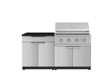 Outdoor Kitchen Stainless-Steel 4 Piece Cabinet Set with Bar, Grill Cabinet, Performance Grill, and Countertop