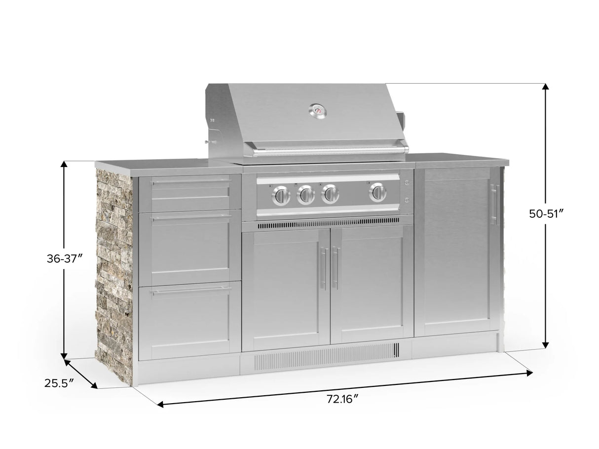 Outdoor Kitchen Signature Series 6 Piece Cabinet Set with Platinum Grill, 3 Drawer, 1 Door and Grill Cabinet