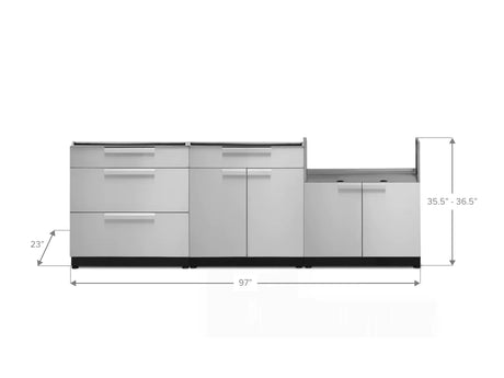 Outdoor Kitchen Stainless Steel 3 Piece Cabinet Set with 3-Drawer, 2-Door Drawer and Grill Cabinet