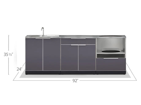 Outdoor Kitchen Aluminum 3 Piece Cabinet Set with Bar, Sink and Kamado Cabinet