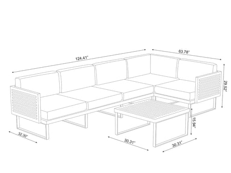 Monterey 5 Seater Sectional with Coffee Table