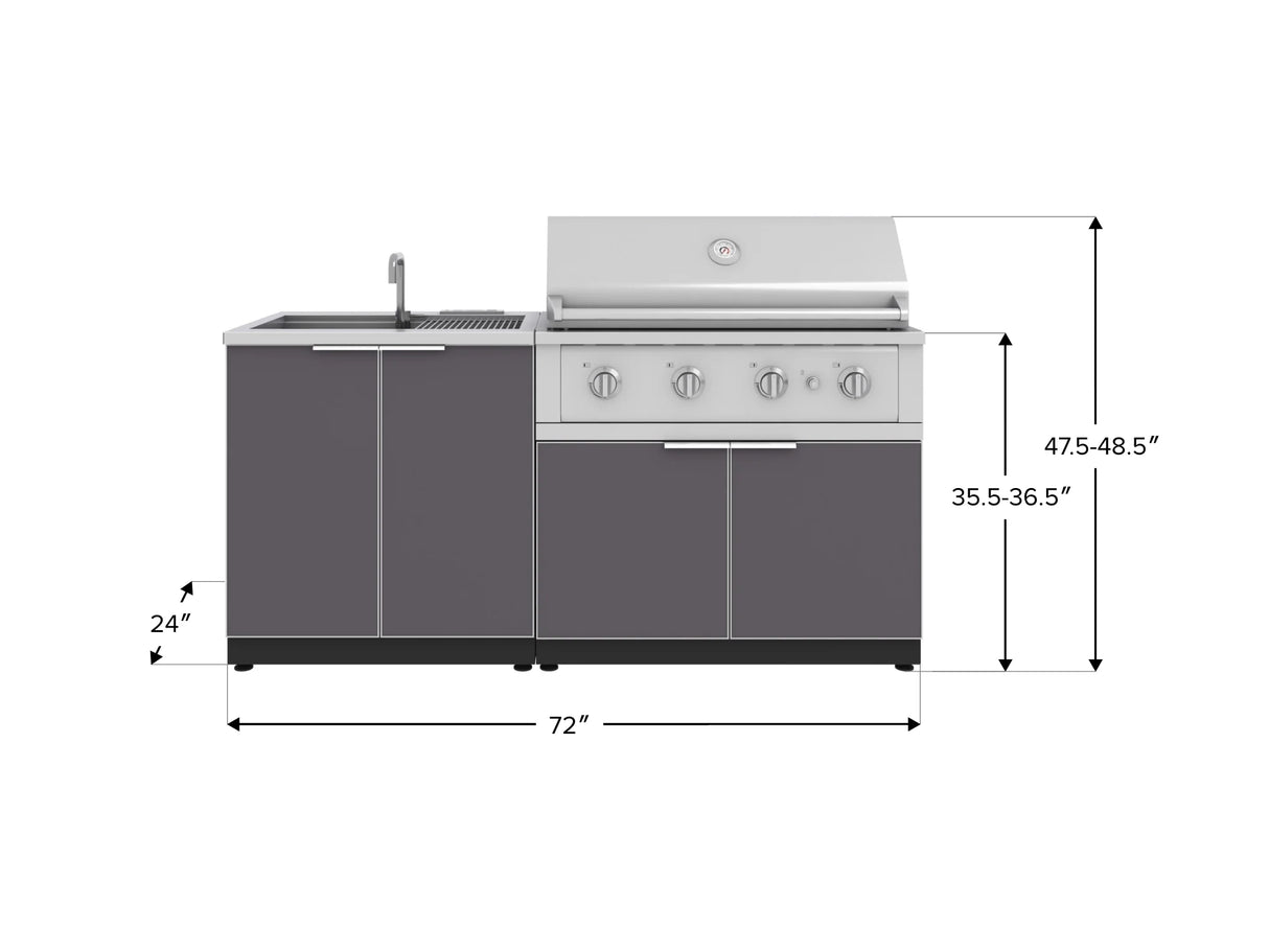 Outdoor Kitchen Aluminum 3 Piece Cabinet Set with Sink, Grill Cabinet and Performance Grill