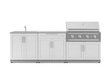 Outdoor Kitchen Stainless-Steel 5 Piece Cabinet Set with Bar, Sink, Grill Cabinet, Performance Grill, and Countertop