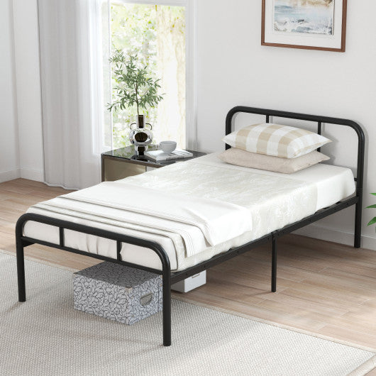 Modern Metal Bed Frame with Curved Headboard and Footboard-Twin Size
