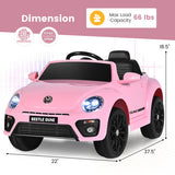 Volkswagen Beetle Kids Electric Ride On Car with Remote Control-Pink