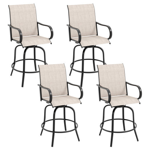 2 Pieces 360 Rotating Bar Stool Set with Armrests for Patio-Gray