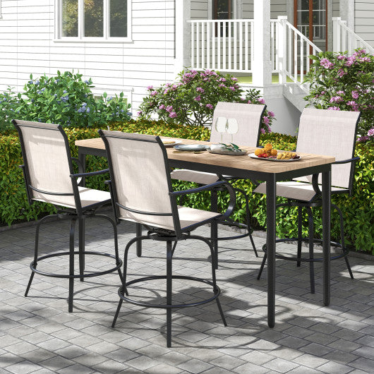 2 Pieces 360 Rotating Bar Stool Set with Armrests for Patio-Gray