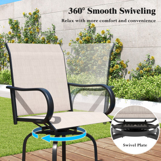 2 Pieces 360 Rotating Bar Stool Set with Armrests for Patio-Gray