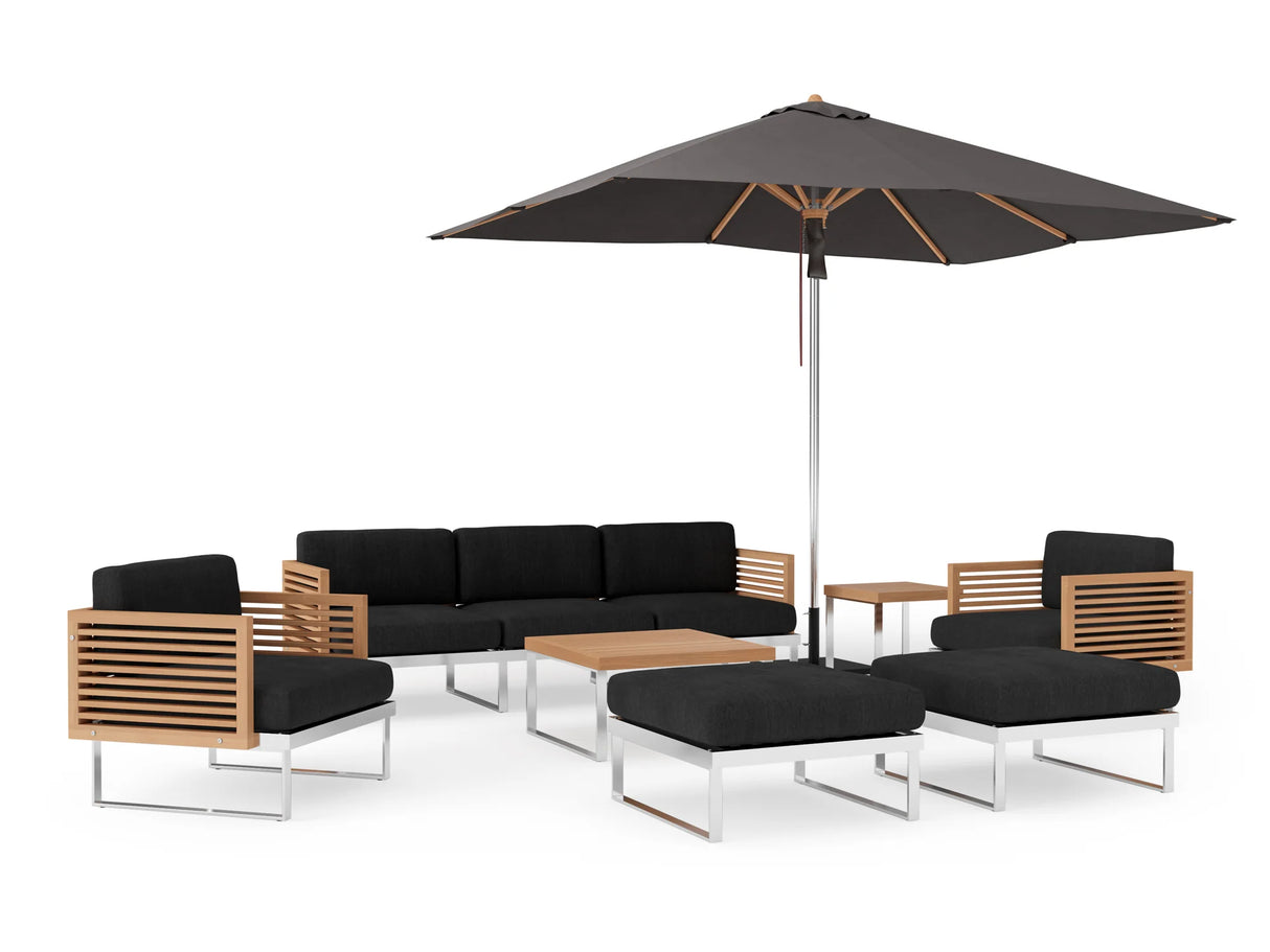 Monterey 7 Seater Chat Set with Coffee Table, Side Table and Umbrella