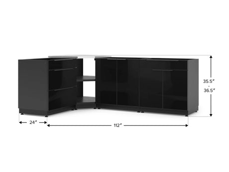 Outdoor Kitchen Aluminum 4 Piece Cabinet Set with Corner Shelf, 2-Door, 3-Drawer and Bar Cabinet