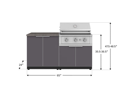 Outdoor Kitchen Aluminum 4 Piece Cabinet Set with 2 Door, Grill Cabinet, Performance Grill and Countertop