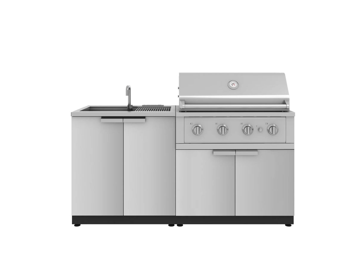 Outdoor Kitchen Stainless Steel 3 Piece Cabinet Set with Sink Cabinet and Performance Gas Grill