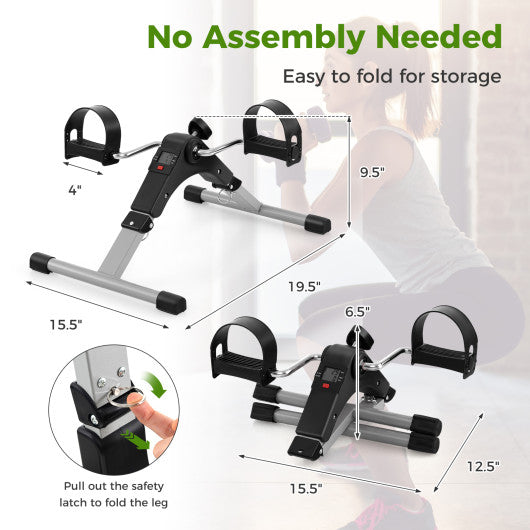 Under Desk Exercise Bike Pedal Exerciser with LCD Display for Legs and Arms Workout-Black