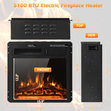 18/22.5 Inch Electric Fireplace Insert with 7-Level Adjustable Flame Brightness