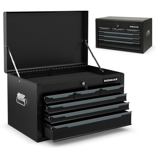 24 Inch Tool Chest Case with 6 Drawers and Top Storage for Garage Repair Shop & Warehouse-Black