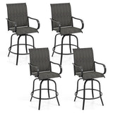 2 Pieces 360 Rotating Bar Stool Set with Armrests for Patio-Black