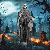 6.4 Feet Halloween Standing Grim Reaper with Lighted Eyes and Terrifying Sounds