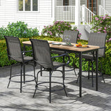 2 Pieces 360 Rotating Bar Stool Set with Armrests for Patio-Black