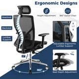 High-Back Mesh Executive Chair with Sliding Seat and Adjustable Lumbar Support