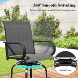 2 Pieces 360 Rotating Bar Stool Set with Armrests for Patio-Black