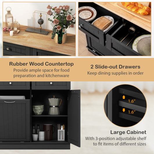 Kitchen Tilt Out Trash Cabinet with 2 Drawers and Adjustable Shelf-Black
