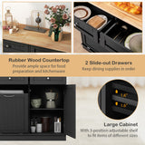 Kitchen Tilt Out Trash Cabinet with 2 Drawers and Adjustable Shelf-Black