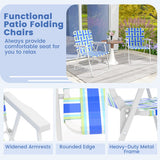 4 Pieces Folding Beach Chair Camping Lawn Webbing Chair-Blue