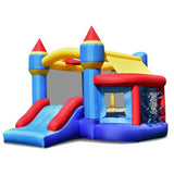 Castle Slide Inflatable Bounce House with Ball Pit and Basketball Hoop