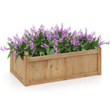 46 x 24 x 16 Inch Rectangular Planter Box with Drainage Holes for Backyard Garden Lawn-Brown