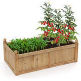 46 x 24 x 16 Inch Rectangular Planter Box with Drainage Holes for Backyard Garden Lawn-Brown