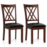 Set of 2 Dining Chair with Backrest and Padded Seat-Brown