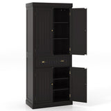 Cupboard Freestanding Kitchen Cabinet w/ Adjustable Shelves-Dark Brown