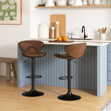 Set of 2 Adjustable Bar Stools Swivel Bar Chairs Pub Kitchen