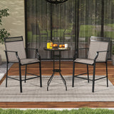 Outdoor Counter Stools Set of 2 Heavy-Duty Barstools with Footrest and Armrests-Coffee