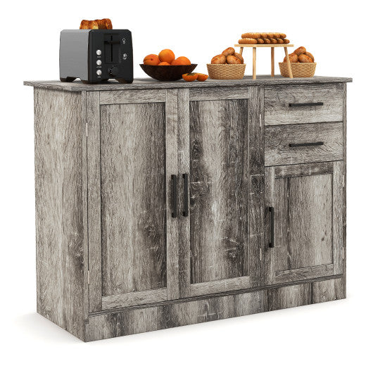 Buffet Storage Cabinet Kitchen Sideboard with 2 Drawers-Gray