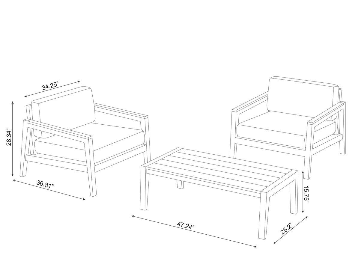 Rhodes 2 Seater Chat Set with Coffee Table