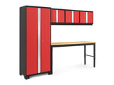 Bold Series 5 Piece Cabinet Set with Multi-Use Locker, Wall Cabinet, and Workbench