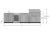 Outdoor Kitchen Stainless Steel 6 Piece Cabinet Set with Sink, Bar, Grill Cabinet, Platinum Grill, Countertop and Glass Door Fridge