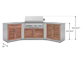 Outdoor Kitchen Stainless-Steel 7 Piece Cabinet Set with 2 Door, Bar, Corner, Grill Cabinet, Platinum Grill, and Countertops