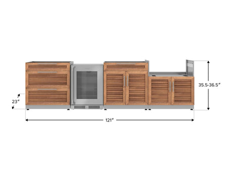 Outdoor Kitchen Stainless Steel 4 Piece Cabinet Set with 3-Drawer, Bar, Grill Cabinet and Fridge