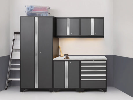 Pro Series 6 Piece Cabinet Set with Tool Drawer, Base, Wall Cabinet and Locker