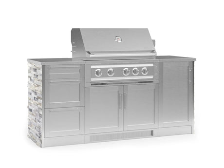 Outdoor Kitchen Signature Series 6 Piece Cabinet Set with Platinum Grill, 3 Drawer, 1 Door and Grill Cabinet