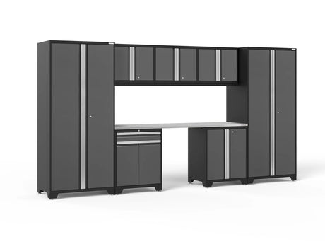 Pro Series 8 Piece Cabinet Set with Wall, Base, Multi-Function Cabinet, Lockers and 84 In. Worktop