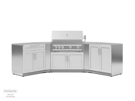 Outdoor Kitchen Stainless Steel 5 Piece Cabinet Set with 2-Door, Bar, Grill and Corner Cabinets