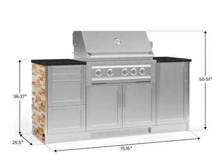 Outdoor Kitchen Signature Series 6 Piece Cabinet Set with Platinum Grill, 3 Drawer, 1 Door and Grill Cabinet