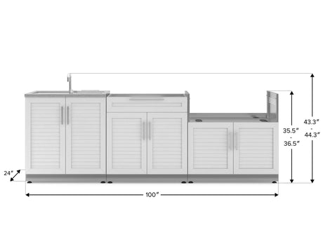 Outdoor Kitchen Stainless Steel 3 Piece Cabinet Set with Sink, Bar and Grill Cabinet