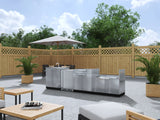 Outdoor Kitchen Stainless Steel 4 Piece Cabinet Set with Sink, Bar, Grill Cabinet and Fridge